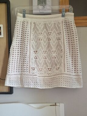 Women's Crochet Lace A-Line Skirt - Cream